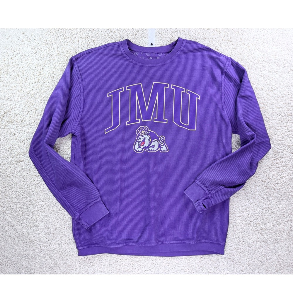 Pressbox JMU Sweatshirt Women XL Purple Comfy Cord Thumbhole Dukes